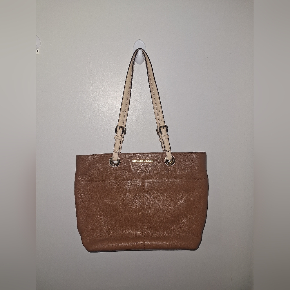 Michael Kors Brown Tote with Cream Straps